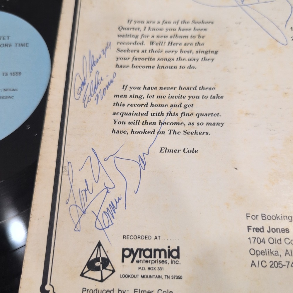 Seekers Quartet One More Time Vinyl LP Autographed Southern Gospel TS 1559 - Picture 3 of 5